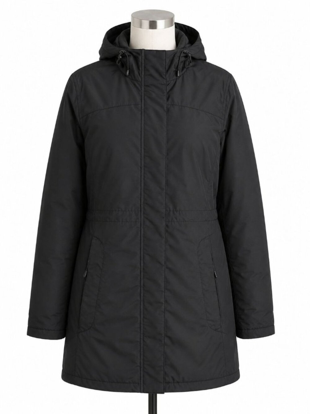 L.L.Bean Winter Warmer Women's 1X Black Insulated Hooded Coat Plus Size